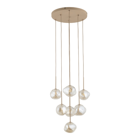 Lampadario a sospensioni in vetro cognac pendenti design moderno per soggiorno